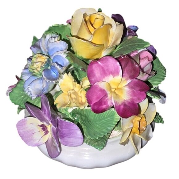 Aynsley Coalport Crown Bone China Floral Figurines Set Of 3 Hand-Painted England - Picture 10 of 16